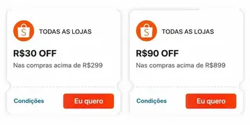 Novos Cupons Shopee