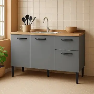 eletrodomésticos gabinete de pia 1 20 balcão de cozinha multiuso 3 portas 120x80x52cm