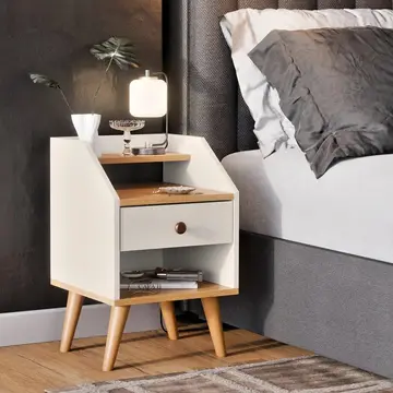 móveis mesa cabeceira de cama organizadora 1 gaveta nicho clássica