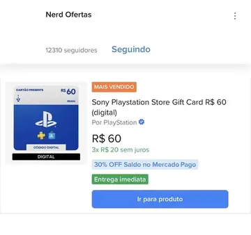 gift card sony playstation store r$ 60 digital