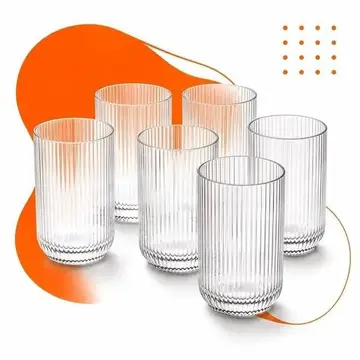 eletrodomésticos jogo de 6 copos vidro canelado 423ml