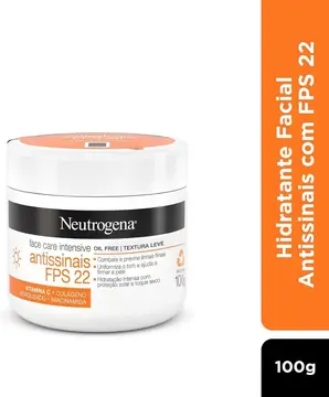 cuidados faciais neutrogena hidratante facial antissinais face care intensive fps 22 100g