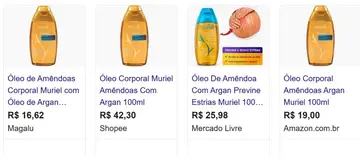 cosméticos muriel óleo corporal de amêndoas com argan 100 ml