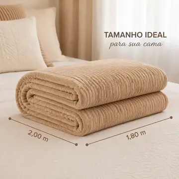 cama e banho manta coberta soft casal padrão canelada antialergica 650 g cáqui