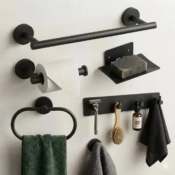 banheiro yesop kit 6 conjunto acessorios suporte banheiro lavabo inox 304 preto fosco