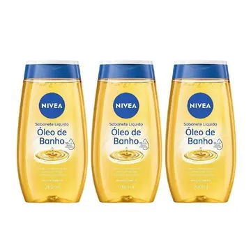 higiene pessoal nivea kit sabonete liquido oleo de banho 3 unidades 200ml