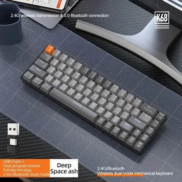 teclado k68 k68 60% sem fio 2.4g bluetooth dark grey inglês