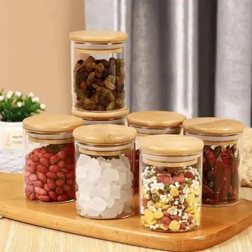 cozinha kit pote vidro porta temperos hermético cozinha organizador tampa de bambu