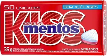 Pastilhas, Mentos, Kiss, Sem Açúcar, Sabor de Morango - 35g