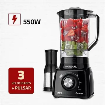 MONDIAL Liquidificador Turbo Power, Preto, 550W - L-99 FB