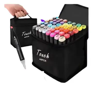 Kit Estojo Touch Canetas Ponta Dupla 48 Cores P/ Colorir