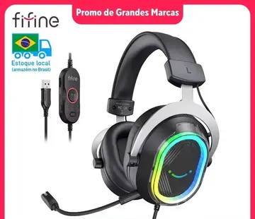 PREÇÃO ➡️ Headset Gamer FIFINE H13 RGB com áudio 7.1 com Dupla Placa de Som permite você alterar rapidamente no controle do cabo o volume da