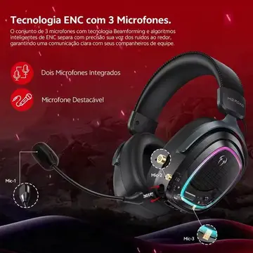 🎧 Headset Gamer QCY GT2 com assinatura THX Aúdio Espacial Mesma parceria que a Razer utiliza = áudio 7.1.4 melhor localização sonora no jogo