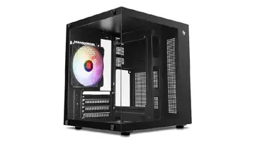 Gabinete Gamer Aquário Pichau Atom, Mini-Tower, Lateral de Vidro, Com 1 Fan, Preto