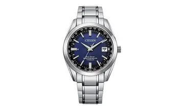 Citizen Relógio masculino Eco-Drive clássico em Super Titanium™ com tecnologia de cronometragem atômica, mostrador azul, data de 3 ponteiros