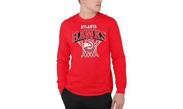 Junk Food Camiseta masculina de manga comprida Atlanta Hawks Nothing But Net-NBA, TAM - P