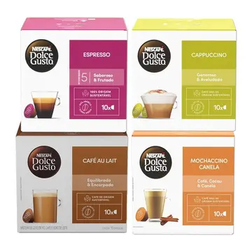 Kit Dolce Gusto Queridinhos 40 cápsulas Espresso, Canela, Au Lait e Cappuccino