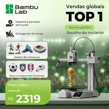 Impressora 3D Bambu Lab A1 Mini - Alta Velocidade 500 mm/s com Nivelamento Automático, Plug & Play, Compacta para Uso Doméstico Sem AMS