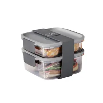 Electrolux Kit Potes Marmita de Plástico Cinza, 1,55L, 2 Potes, Lunchbox