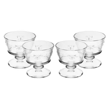 Conjunto 4 Taças de Sobremesa 240ml Lines Butterfly Vidro Wolff para Doces Mousse Sorvetes Fruta Mesa Posta Elegante Lar