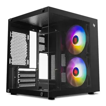 gabinete gamer pichau atom x mini-tower lateral de vidro com 2 fans