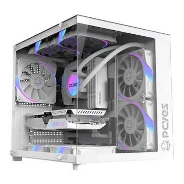 gabinete gamer pcyes forcefield mini white ghost branco sem fans