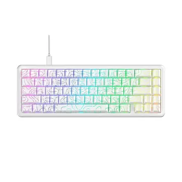 teclado gamer attack shark x65 he white contour line branco e cinza as-x65he-wcl