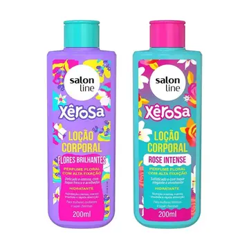cosméticos xêrosa loções hidratantes flores brilhantes e rose intense