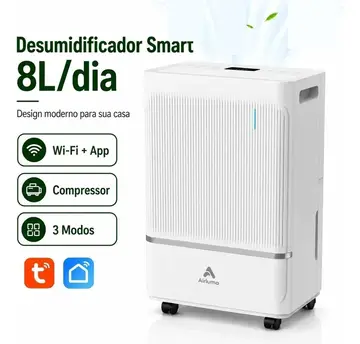 eletrodomésticos airluma desumidificador compressor 8l/dia antimofo com wi-fi