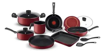 utensílios de cozinha rochedo limpa fácil conjunto 10 peças vermelho