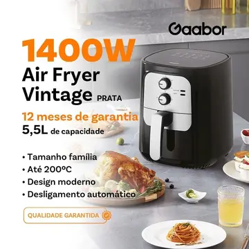 fritadeira elétrica gaabor jumbo family 5.5l air fryer vintage 1400w 127v 220v