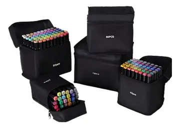 material escolar marca texto kit estojo canetinhas ponta dupla 60 cores