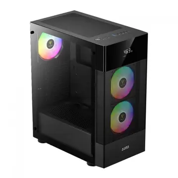 gabinete gamer gamdias aura gc5 elite preto argb 3 fans com tela de monitoramento