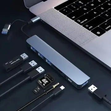 acessórios usb hub usb type c 8 em 1 leitor de cartão