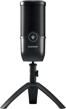 Cherry UM 3.0, microfone USB para podcast, streaming e uso em casa, padrão polar cardioide, conector de fone de ouvido, compatível com PC/Ma