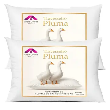 2 Travesseiro Plumas de Ganso Confort Plumas Sintética 70x50 Super Macio