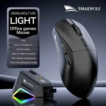 Mouse Sem Fio Com Dock SmailWof M3 Tri Mode 300mAh Sensor S205