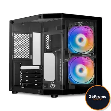 gabinete gamer mancer cv700m mini tower lateral de vidro 2 fans preto