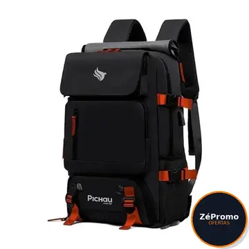 mochila pichau vulcan preto e vermelho