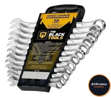 ferramentas the black tools jogo de chave boca e estrela combinada 12 pçs 6-22 mm cromada