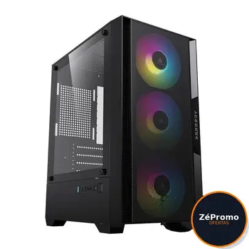 gabinete gamer acegeek stratus mesh rainbow mid tower lateral de vidro 3 fans preto