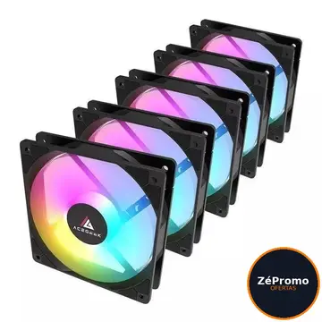 ventoinhas acegeek rw12 5x1 rainbow 5x120mm preto ag-rw12-5x1-bk