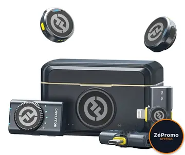 microfone hollyland lark m2 duo combo duplo usb-c lightning camera preto