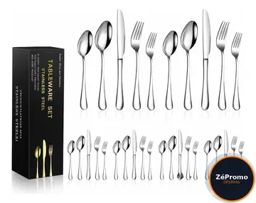 talheres kit jogos de talheres garfo e faca inox 30 peças prateado