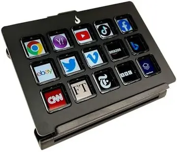 Mesa Controladora de Stream Rise Mode Vision 02 Alumínio, 15 Teclas LCD, Premium, Preto - RM-MC-02-B