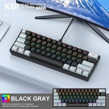 Teclado Mecânico Gamer 60% K61 Com Fio E Iluminação