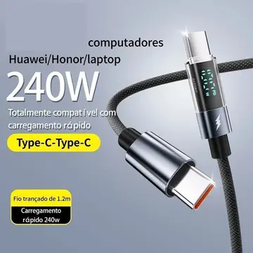 BemTeVi Cabo Tipo C USB Pd 240W Cabo de dados de carregamento rápido 5A para iPhone/Samsung/Motorola