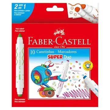 caneta hidrográfica faber-castell super duo 2 pontas multicor