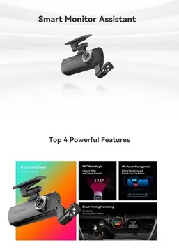 Ddpai Dash Camera N1 Gravação frontal e traseira dupla NightVIS 1296P Carro Dvr Controle por aplicativo