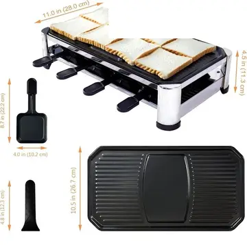 TAMARIT Churrasqueira Raclette para 8 pessoas, grelha elétrica de mesa para reuniões de família
